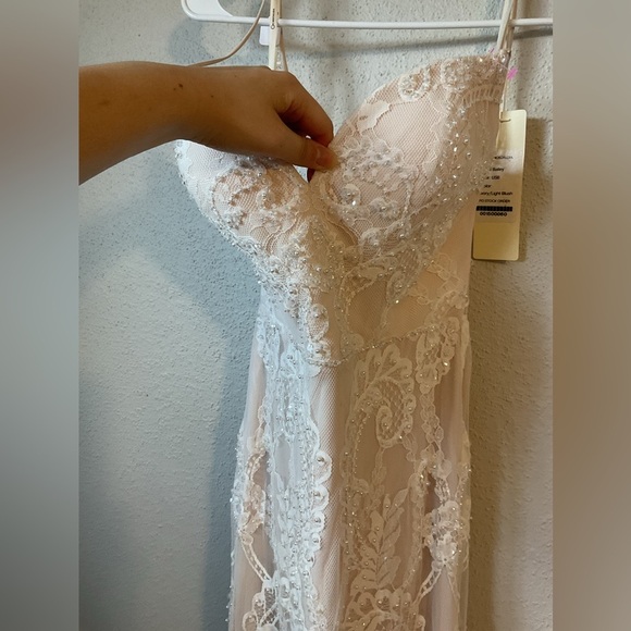 NWT Chic Nostalgia Bailey Ivory Blush Mermaid Wedding Dress Size 6 - Picture 5 of 16